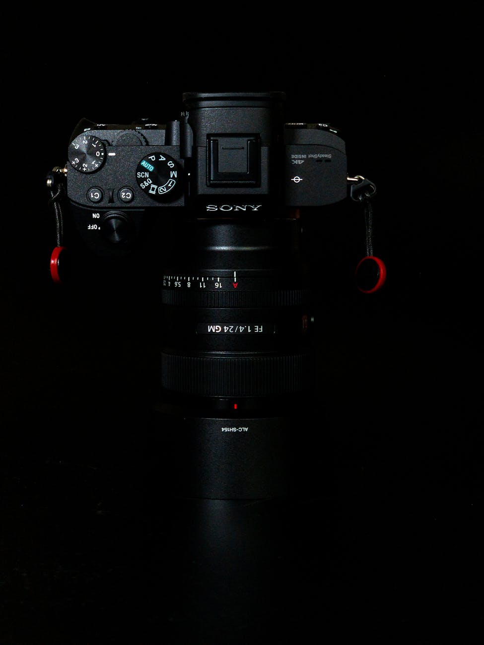 top down view of a sony alpha digital camera