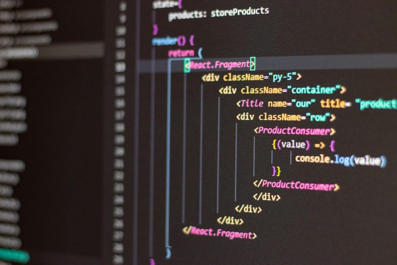 A computer screen with code on