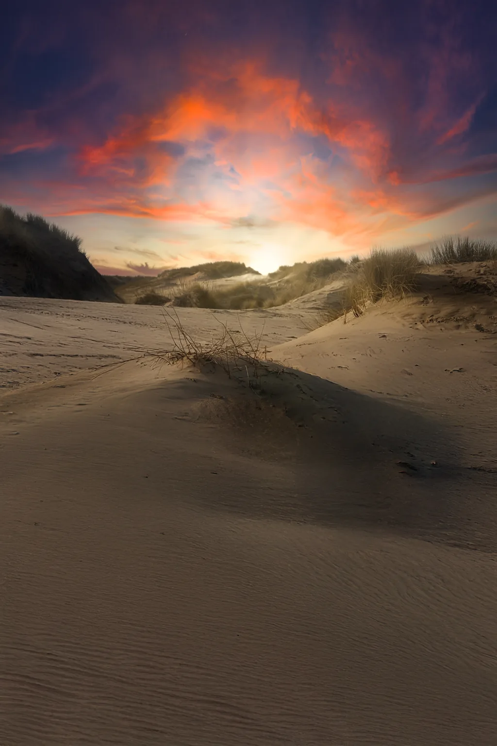 Red Sky Over the Dunes