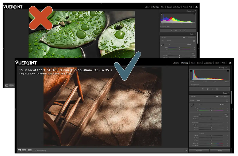 Screenshots of photos in Adobe Lightroom