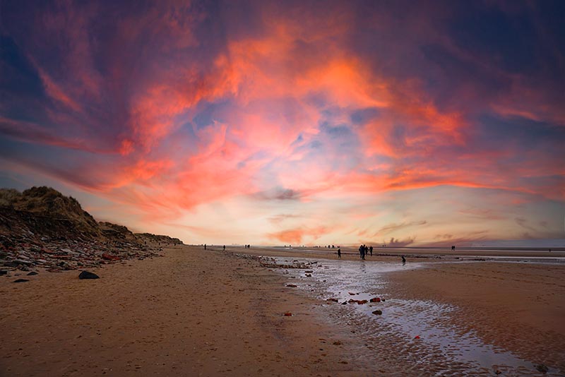 Formby beach in Merseyside at sunset