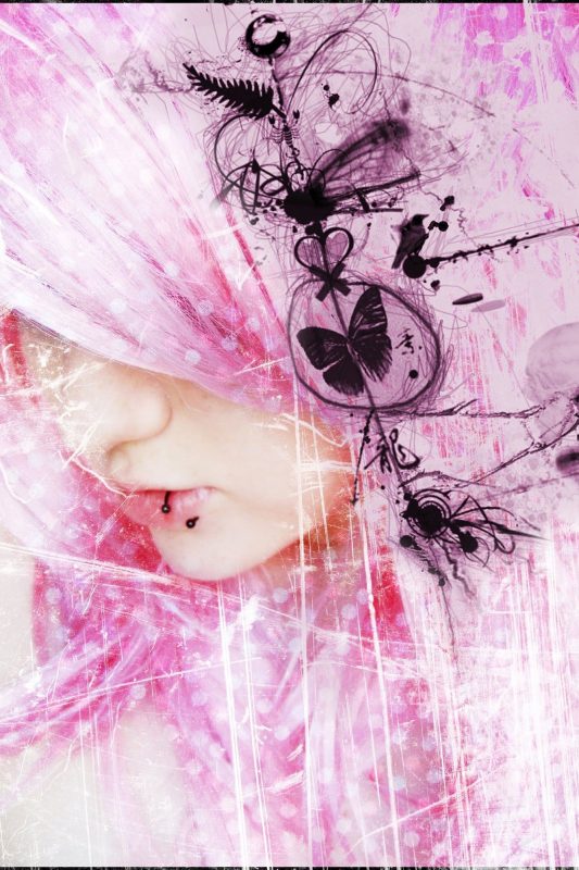 Woman with pink hair concept art