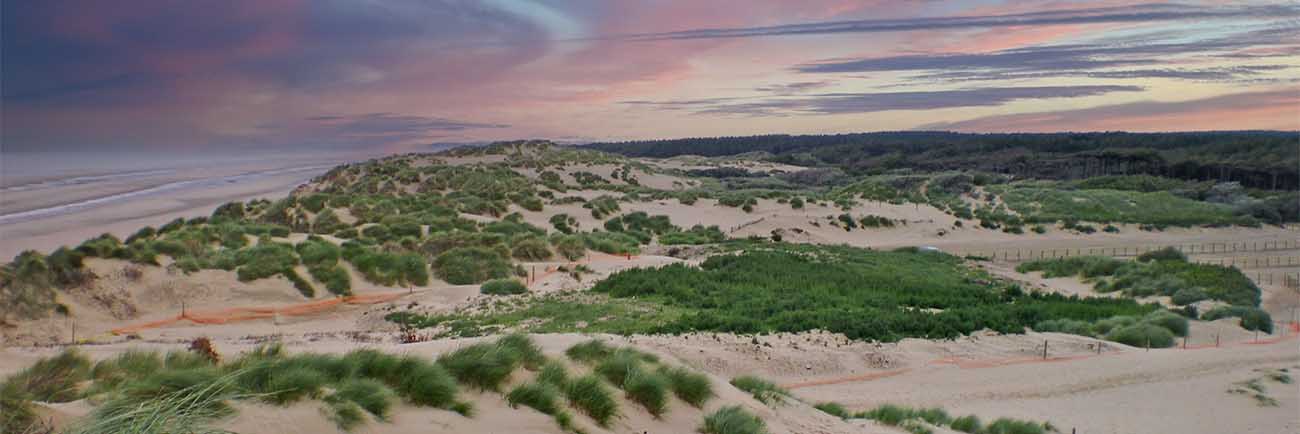 A photo of Formby beach at sunset