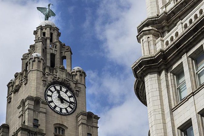 Liverpool Liver Building with one of the Liver birds on top of the clock tower