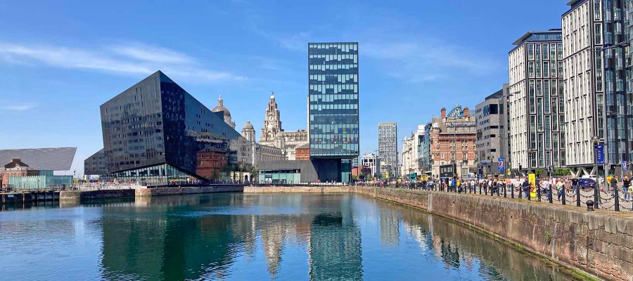 The Kings Dock at Liverpool on a sunny day