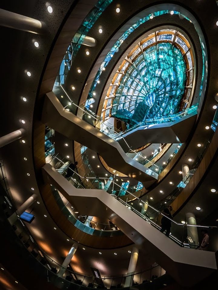 A photograph of the atrium inside Liverpool public library