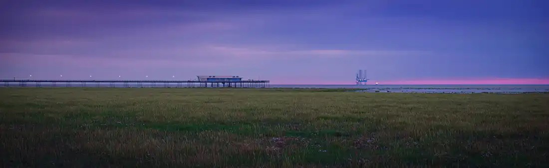 Southport Pier and Marshland at Twilight